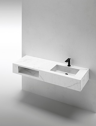 Integrated washbasin with compartment